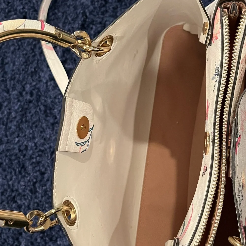 Aldo Surgoine965 White Floral Tote Bag with Shoulder Strap